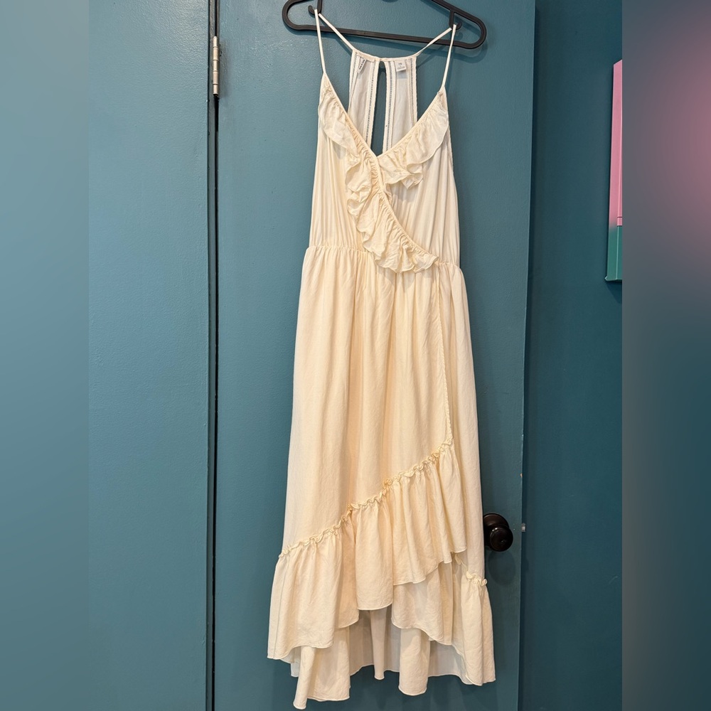 Scotch & Soda Sun-N-Sand Cream Ruffle Maxi Dress Size L